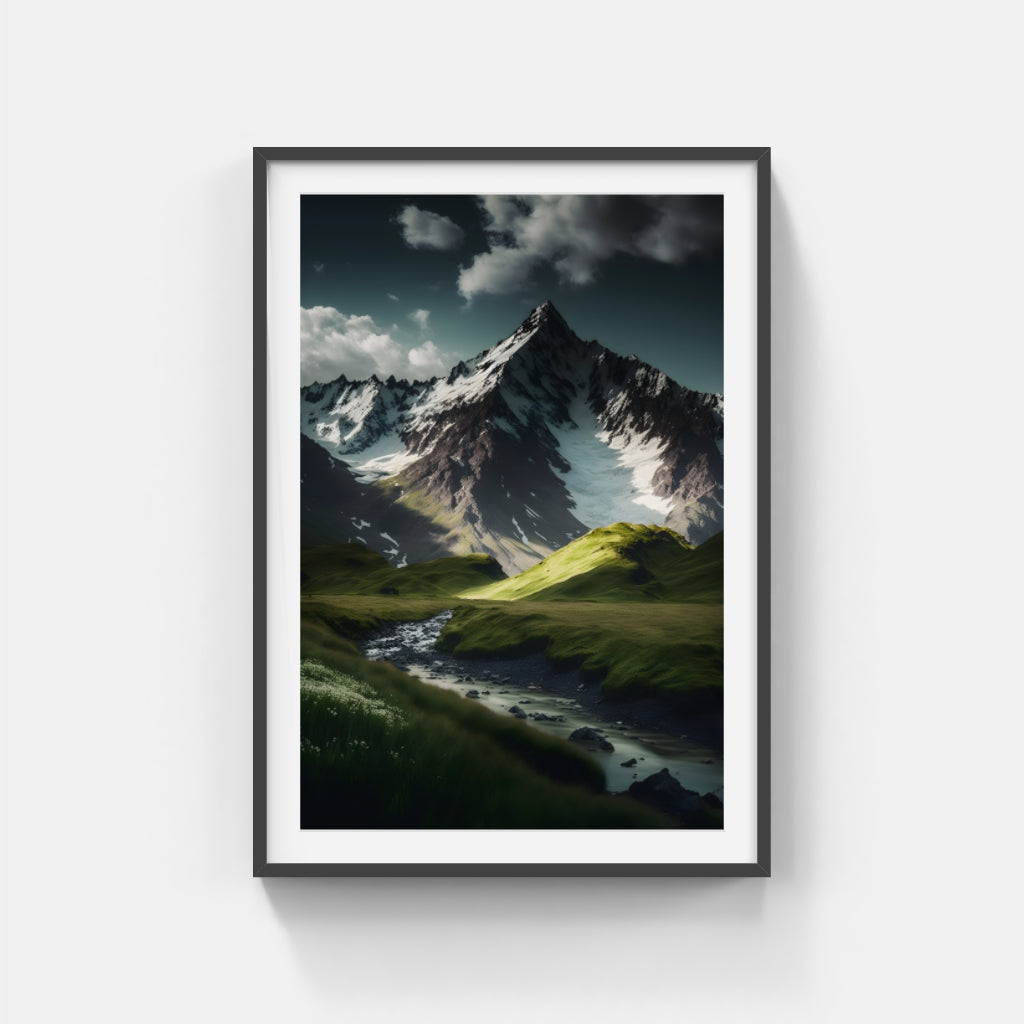 Majestic Flow: Mountain Serenity and River Grace Wall Art