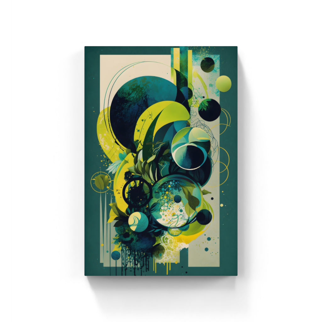 Harmonious Hues: Abstract Geometries in Green and Yellow Wall Art