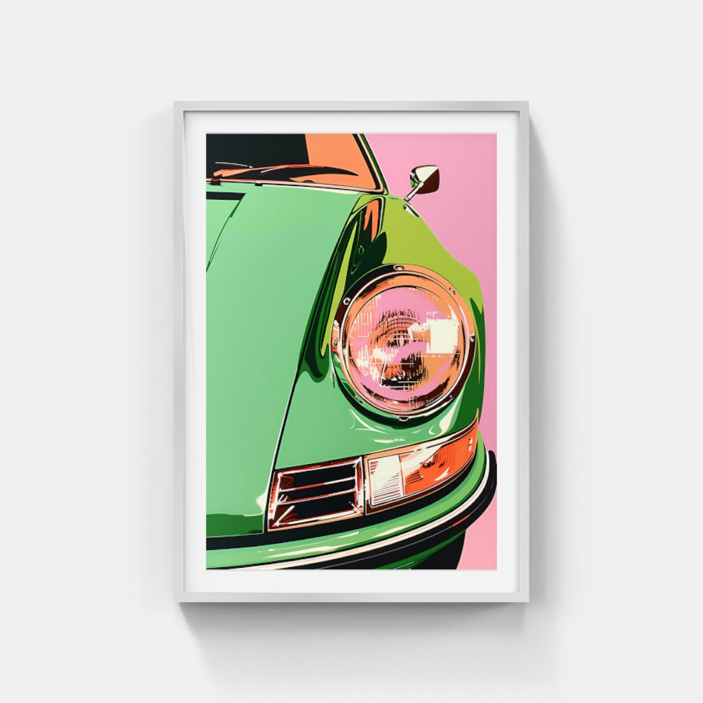 Vintage Car Green and Pink Wall Art Canvas,Home Decor Prints, Art Wall Pictures