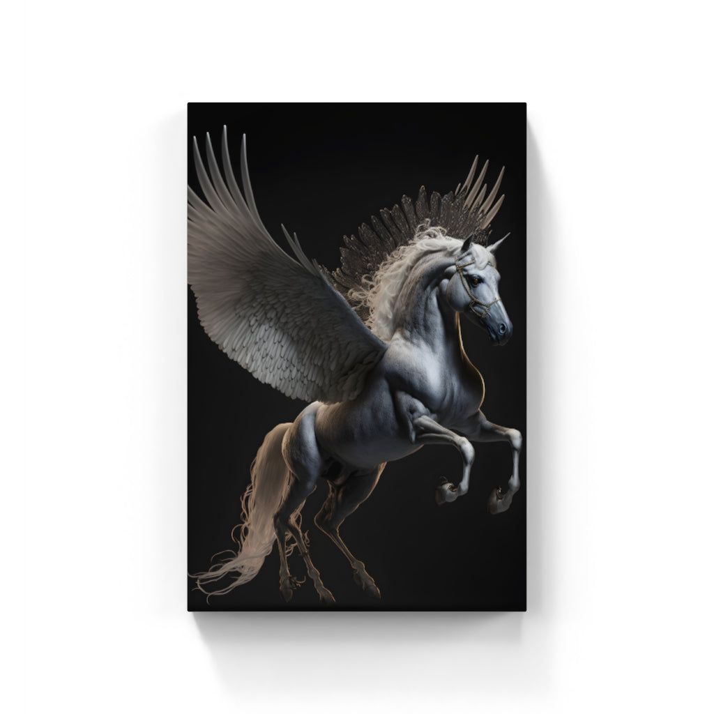 Celestial Steed: Winged Horse in Midnight Flight Wall Art