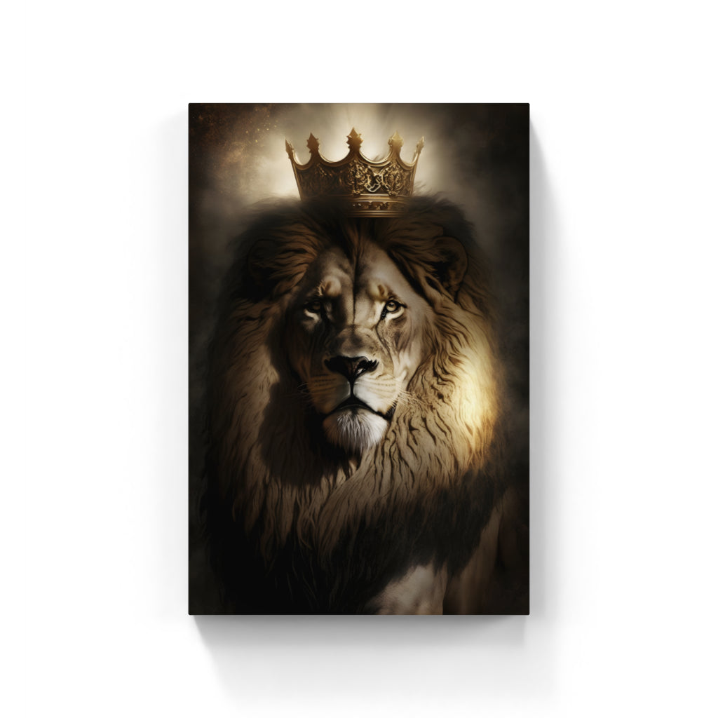 Regal Majesty: The Crowned Lion's Noble Gaze Wall Art