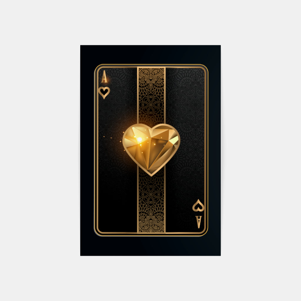 Ace of Heart in Gold Wall Art Canvas Home Decor Prints Art Wall Pictures