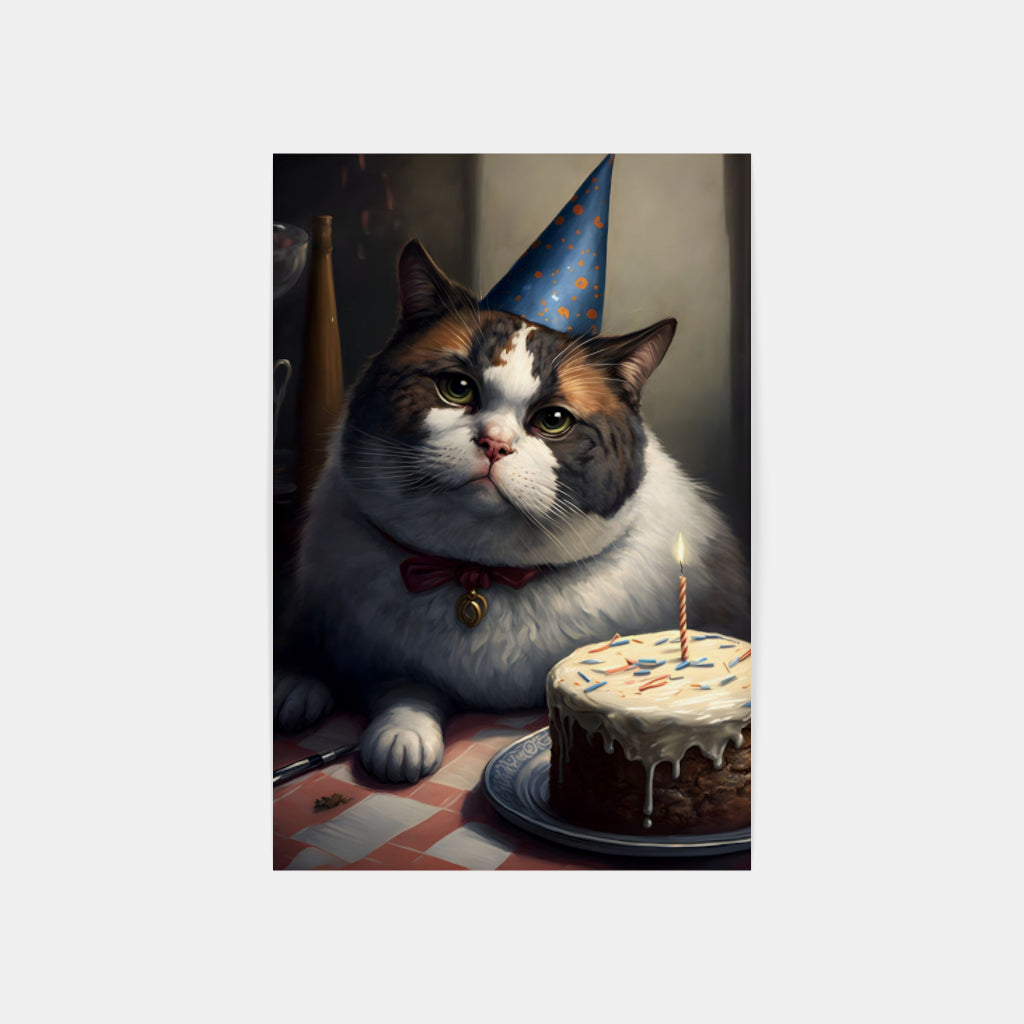 Chubby Cat Celebrates: A Birthday Portrait Wall Art